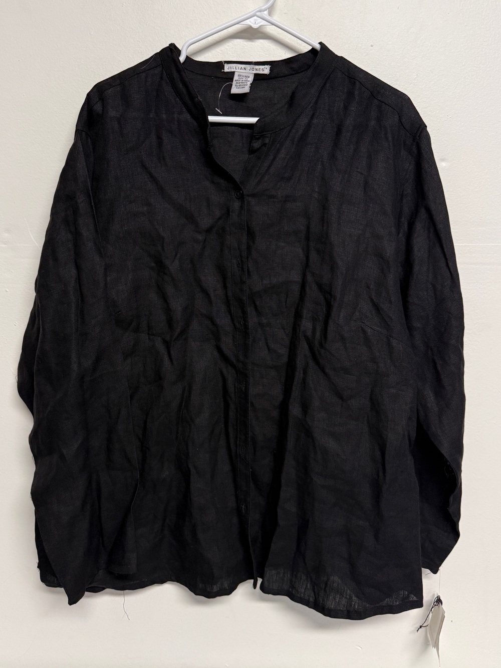 Jillian Jones black, long-sleeve Women’s 100% linen shirt Size 3X